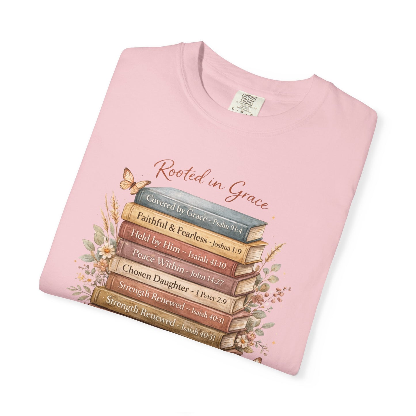 Mama of Faith Book Stack T‑Shirt — Rooted in Grace Christian Mother's Tee