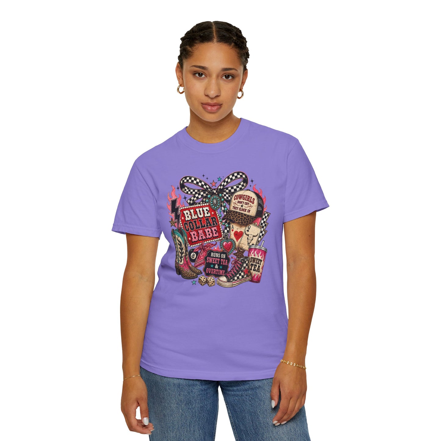 Blue Collar Babe T-Shirt — Retro Cowgirl Graphic Tee