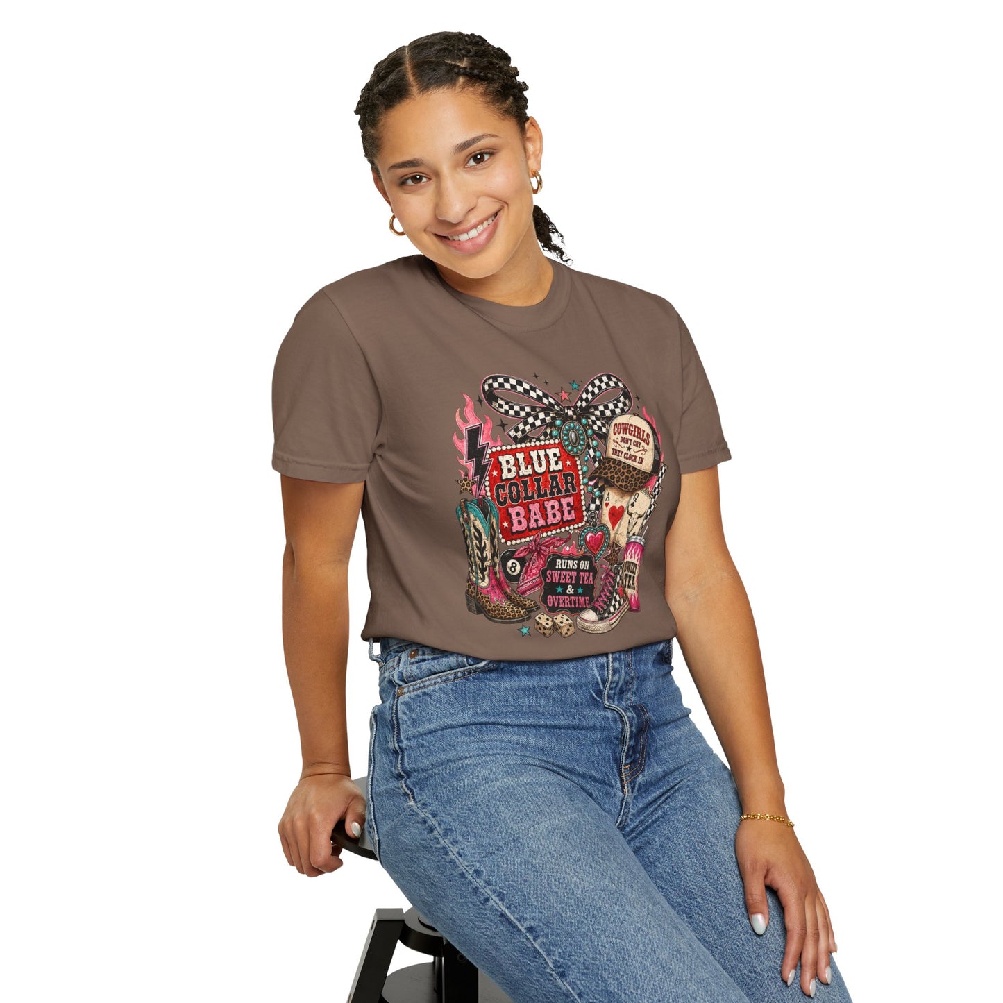 Blue Collar Babe T-Shirt — Retro Cowgirl Graphic Tee