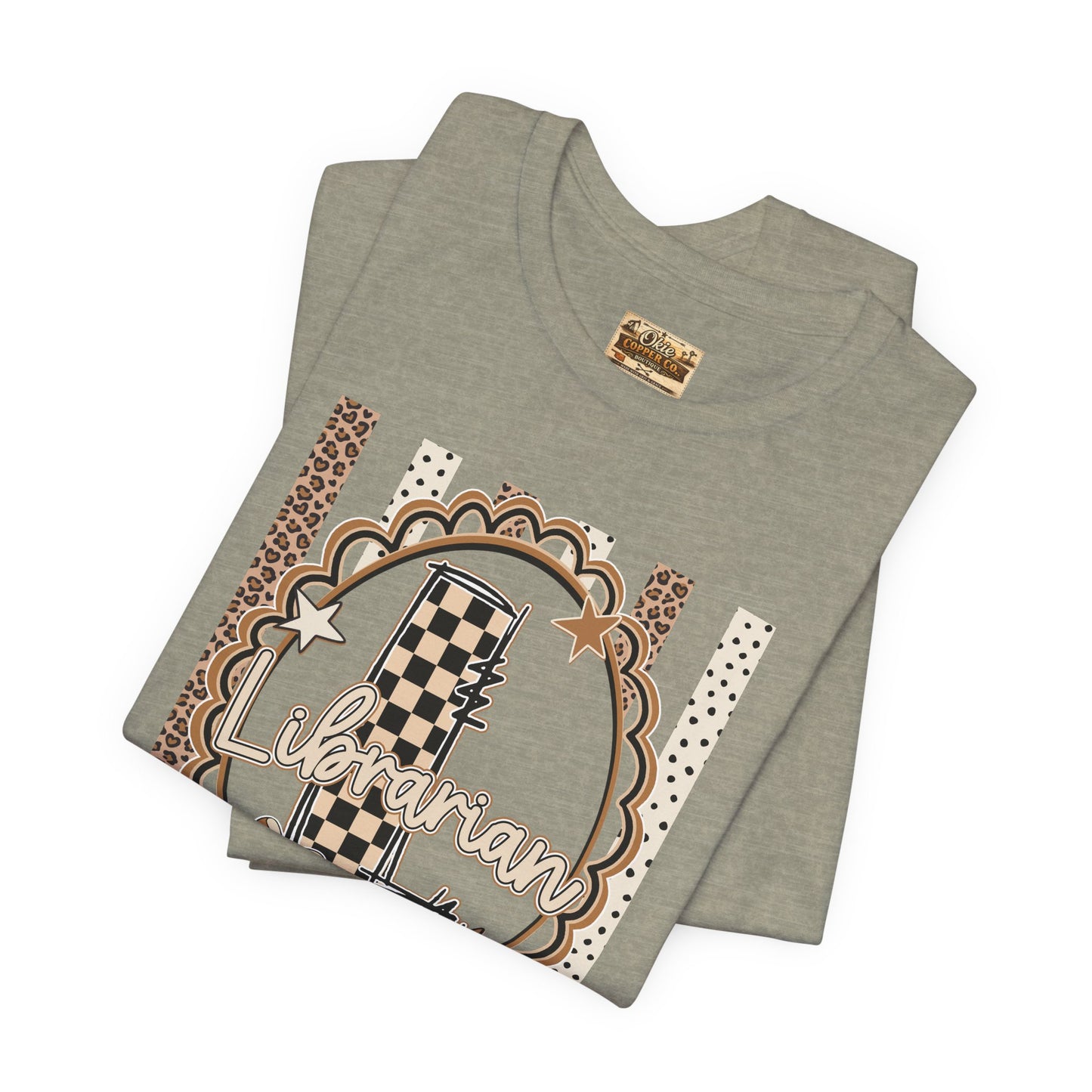 Librarian Checkerboard Letter L Tee — Vintage Booklover Graphic T-Shirt