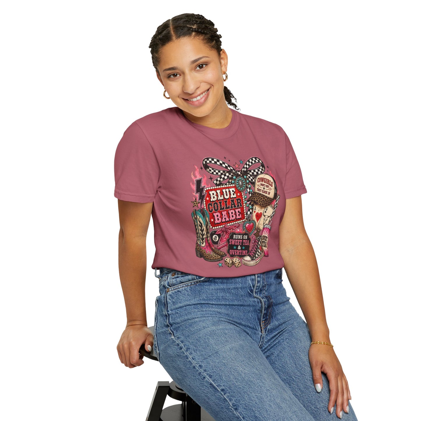 Blue Collar Babe T-Shirt — Retro Cowgirl Graphic Tee
