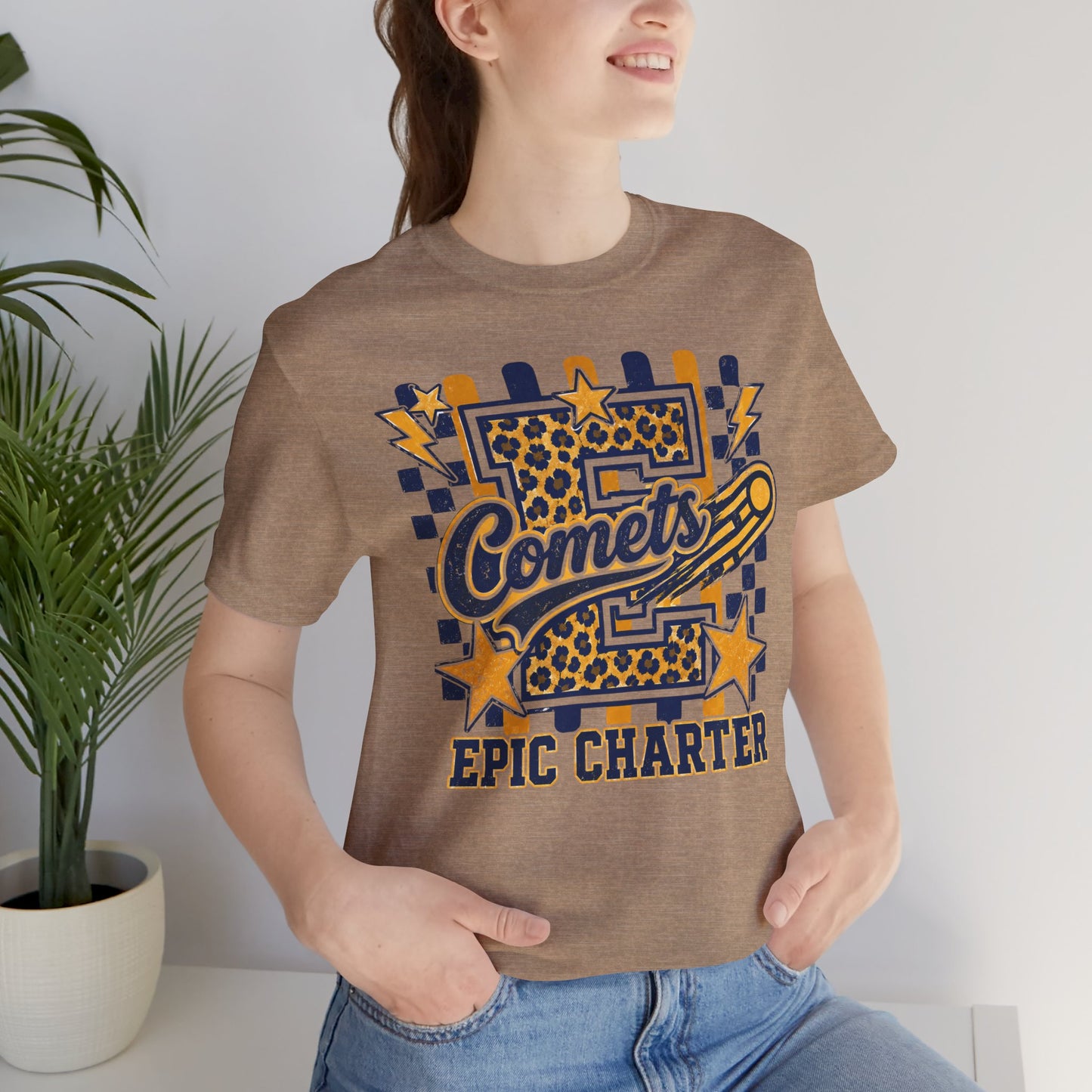 Comets Epic Charter Baseball T-Shirt — Leopard Letter Sports Tee
