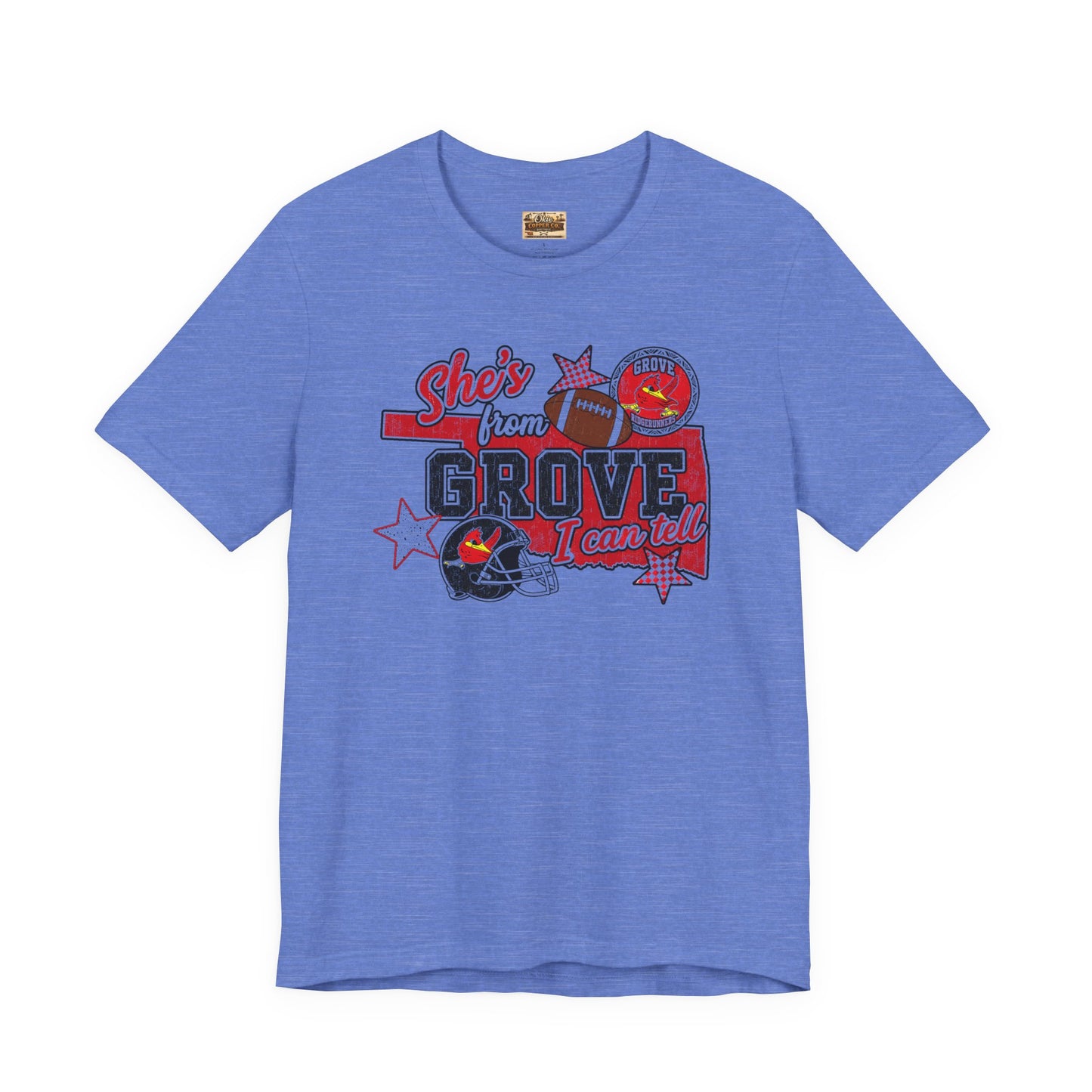 She's From Grove I Can Tell T-Shirt — Grove Football Fan Tee