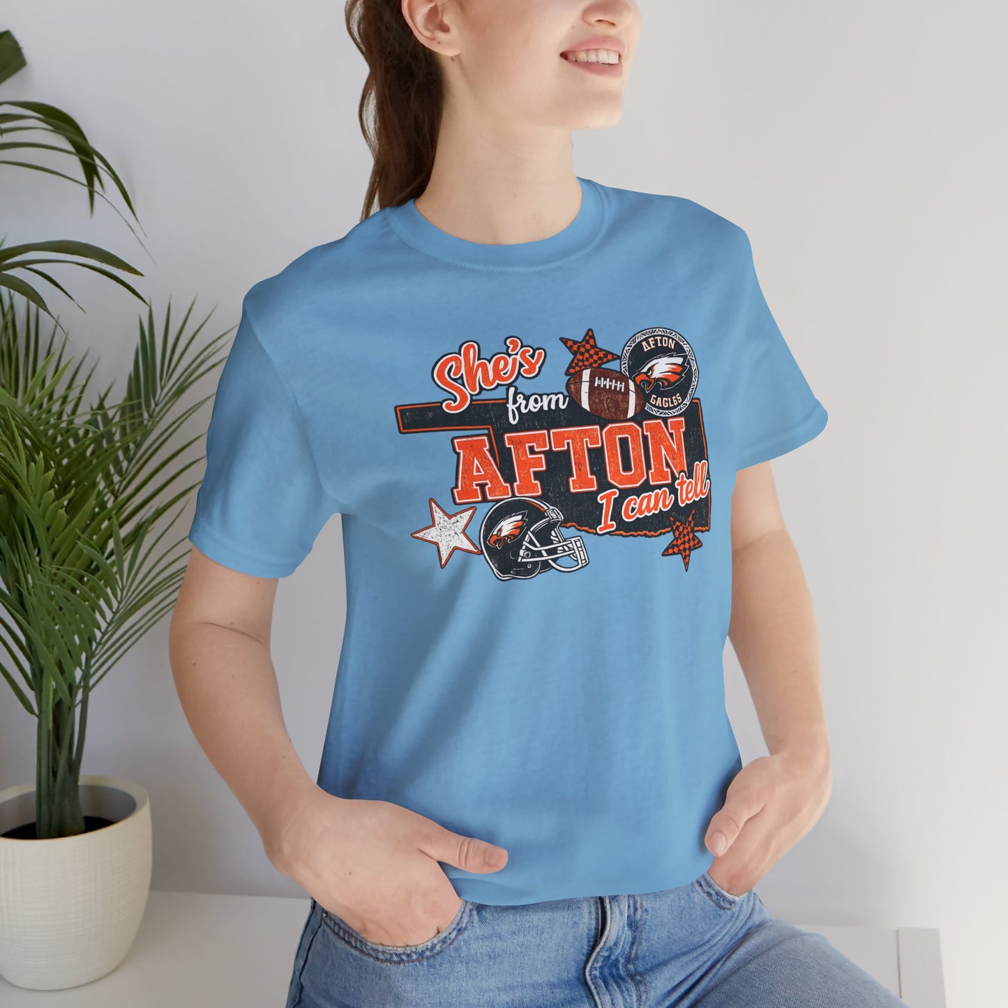 Afton Football Town Retro Graphic Tee — "Shes from Afton I can too"