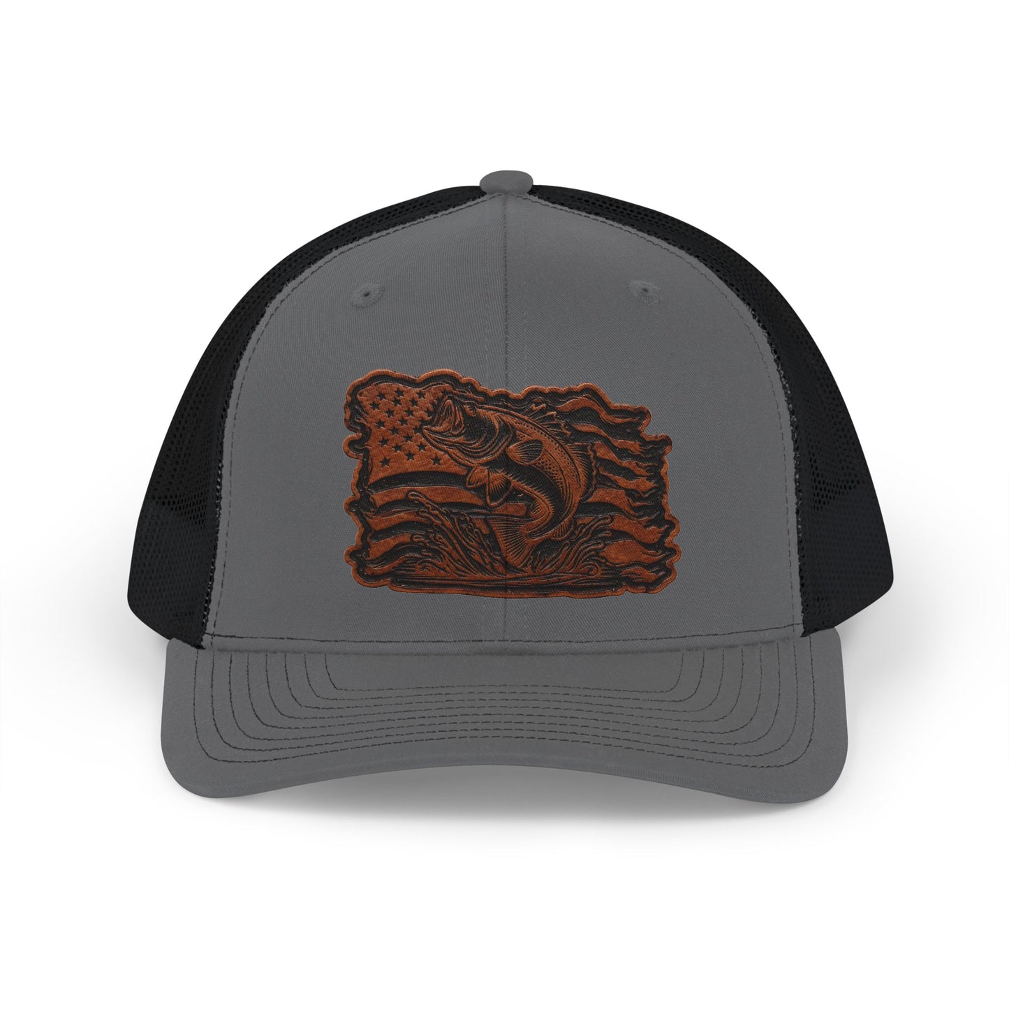 Trucker Cap — Leather Patch Fish State Design