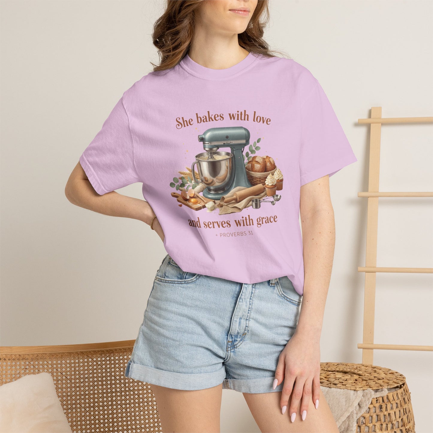 Baker’s Grace T-Shirt – "She bakes with love and serves with grace" Kitchen Tee