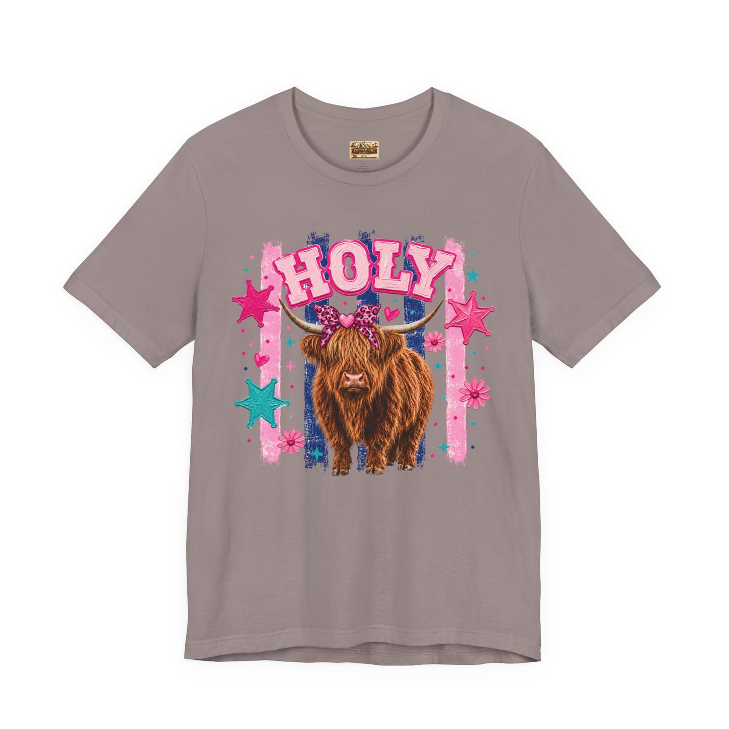 Holy Cow Highland Cow Graphic Tee — Cute Pastel Ranch Shirt