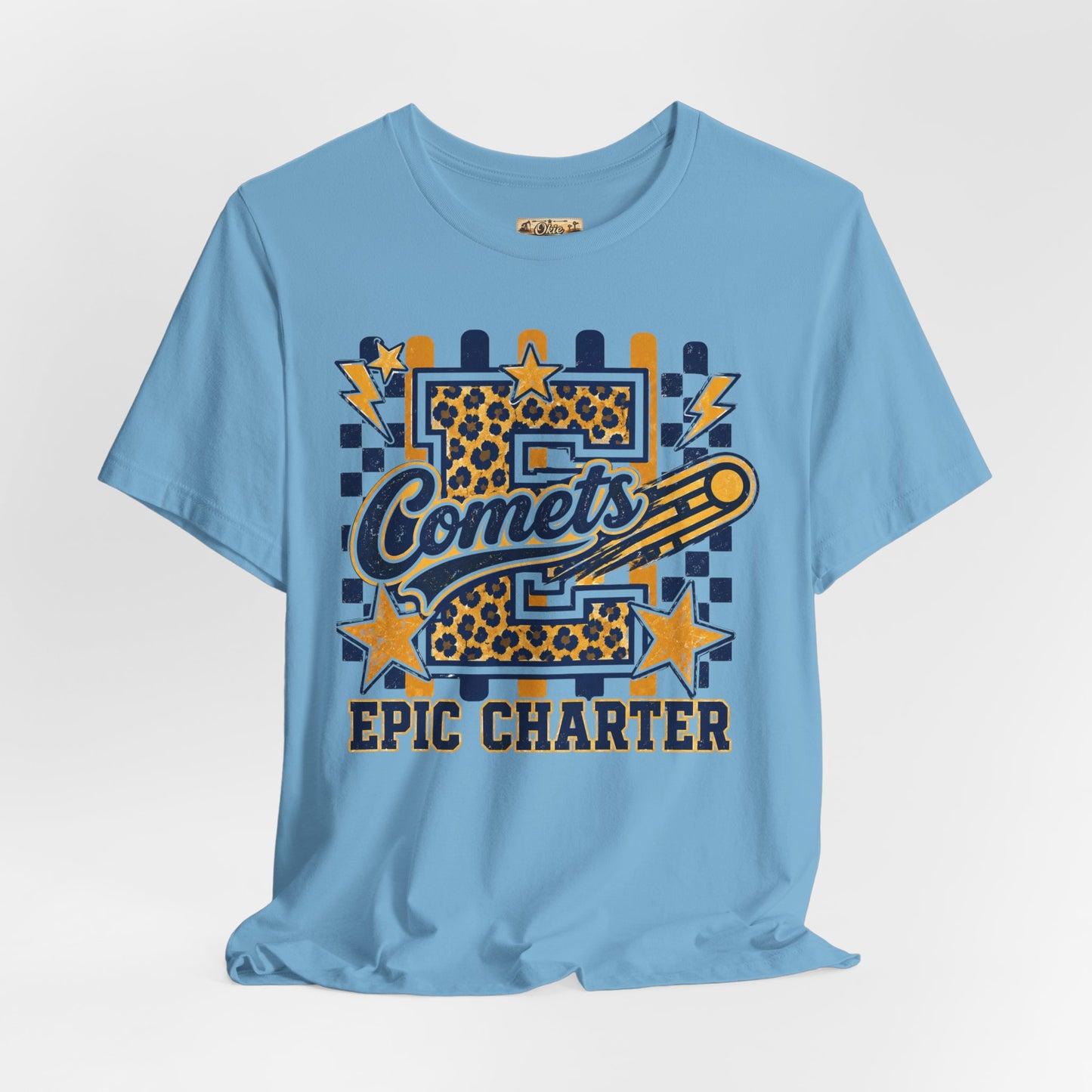 Comets Epic Charter Baseball T-Shirt — Leopard Letter Sports Tee