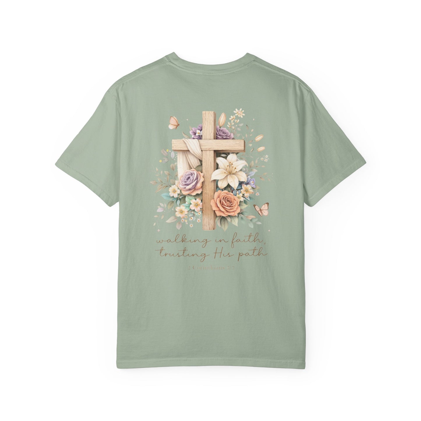 Jesus Is the Light T-Shirt — Floral Cross Christian Tee (Walking in Faith)