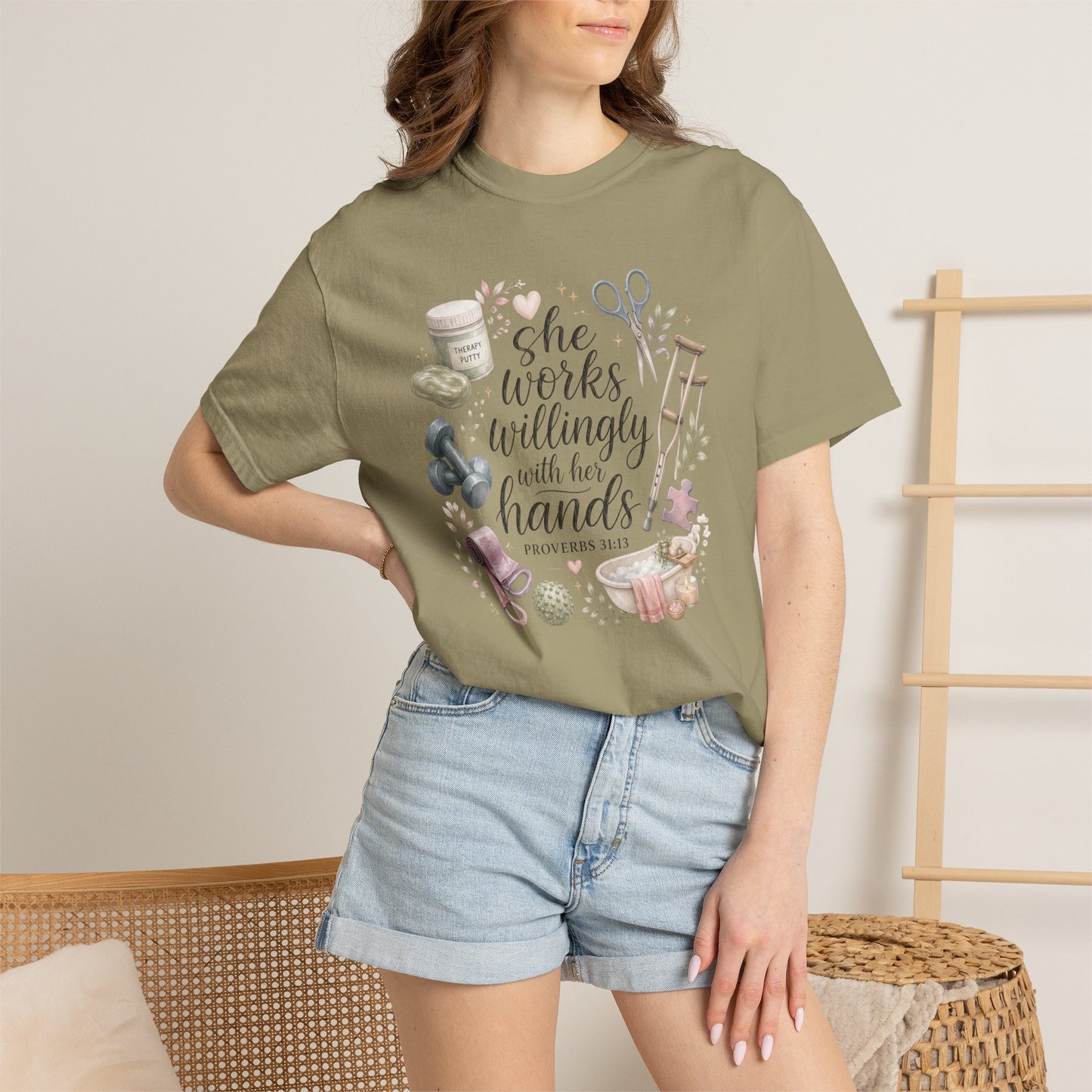 She Works Willingly With Her Hands T-Shirt — Christian Crafting Tee