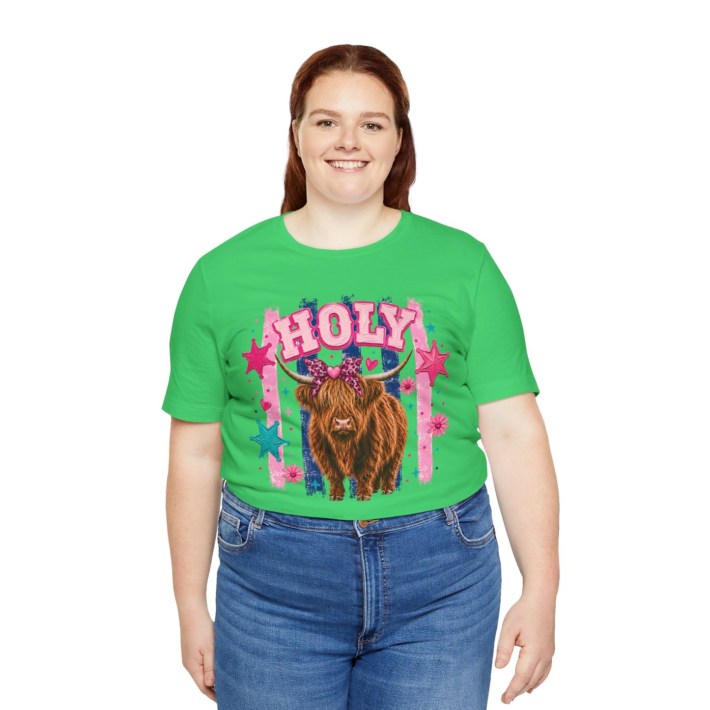 Holy Cow Highland Cow Graphic Tee — Cute Pastel Ranch Shirt