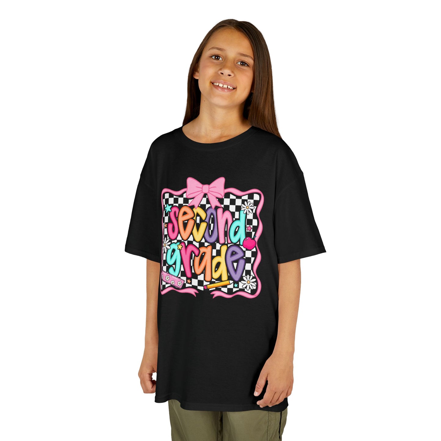 Second Grade Kids Tee — Colorful Back-to-School Cute Bow Design