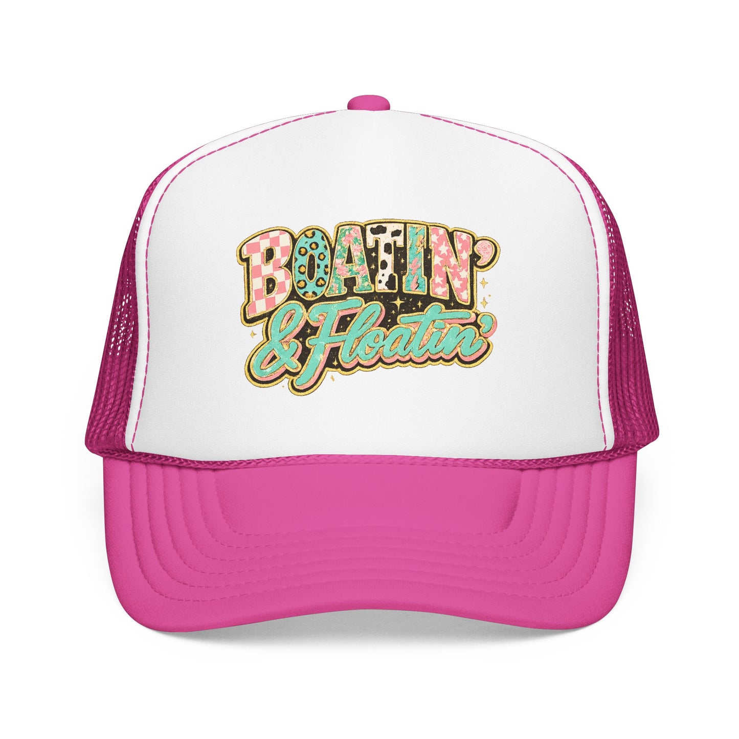 Boatin' & Floatin' Trucker Hat — Retro Floral Pool/Beach Foam Cap