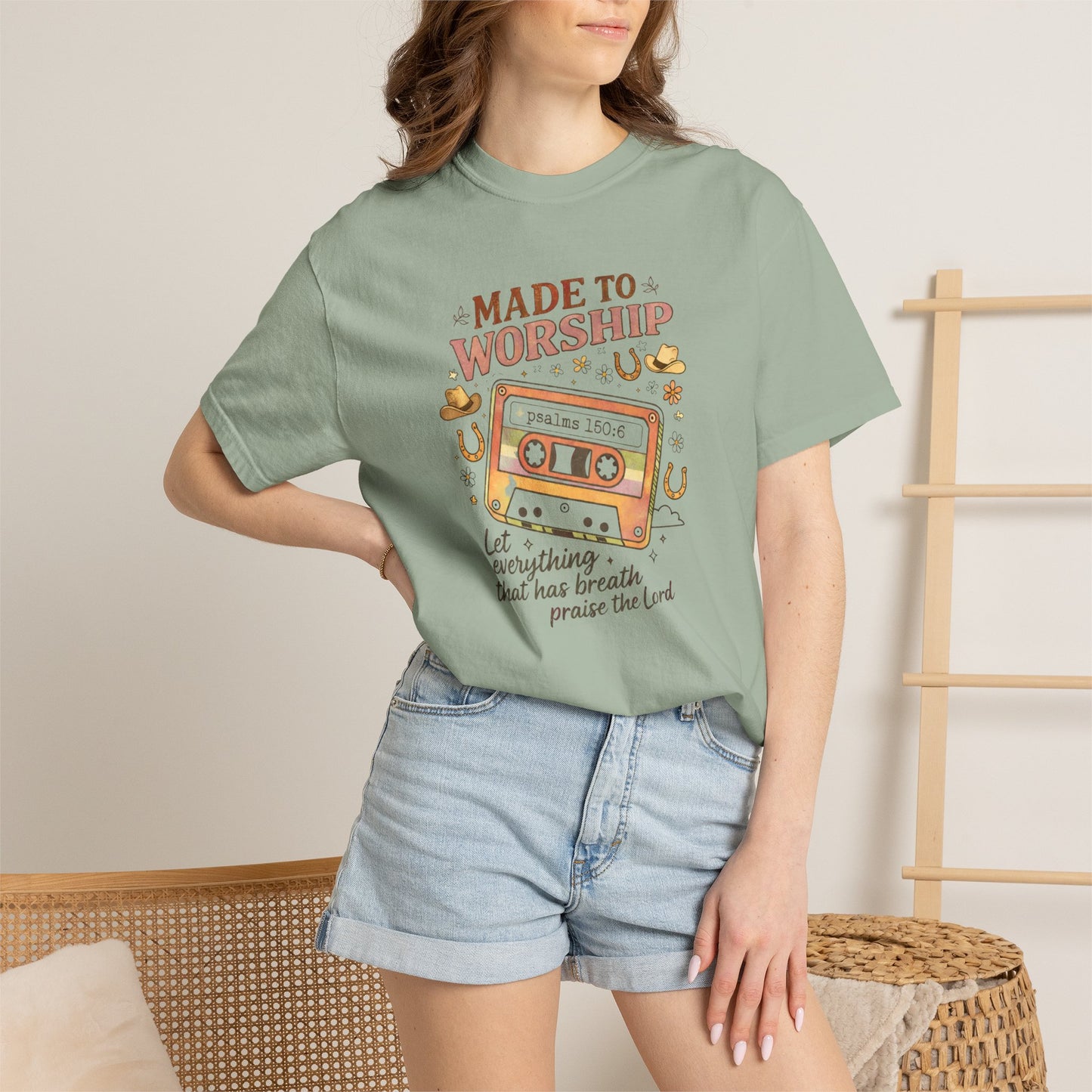 Made to Worship T-Shirt — Retro Cassette Christian Worship Tee