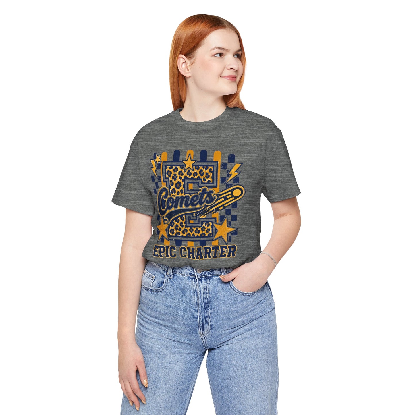 Comets Epic Charter Baseball T-Shirt — Leopard Letter Sports Tee