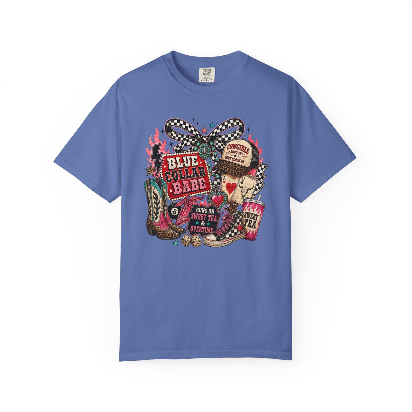Blue Collar Babe T-Shirt — Retro Cowgirl Graphic Tee