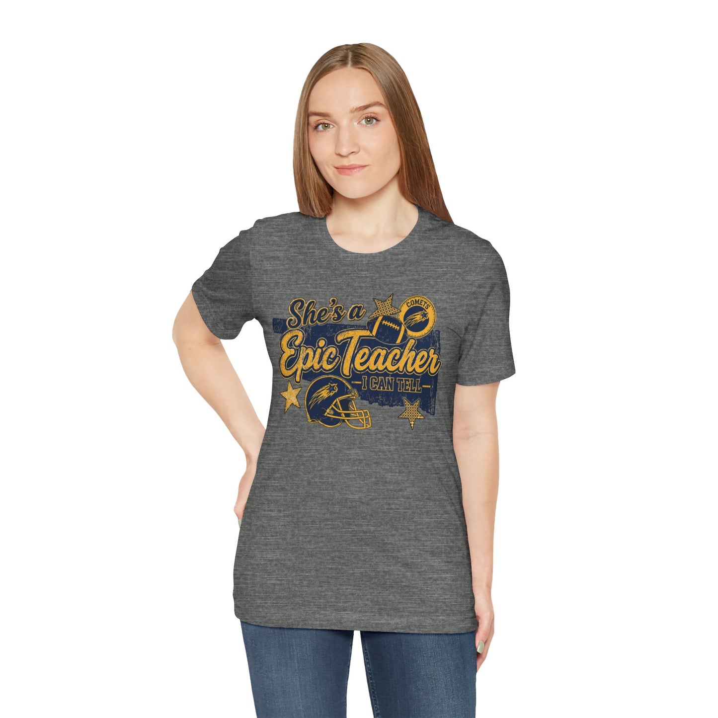Epic Teacher Football T-Shirt — "She's a Epic Teacher" Coach & School Spirit Tee