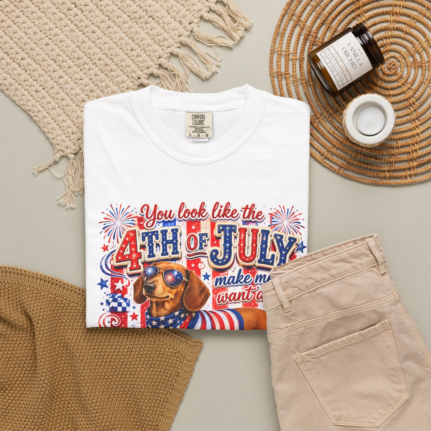 4th of July Hot Dog Dachshund T-Shirt – Patriotic Funny BBQ Tee