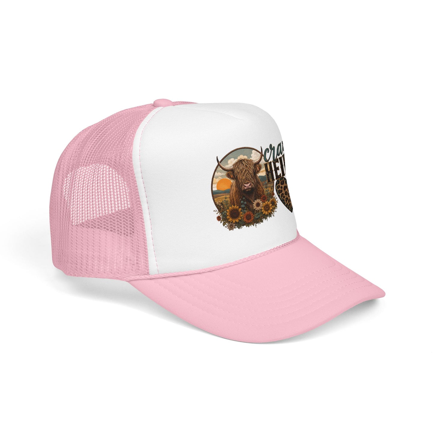 Crazy Heifer Trucker Hat — Sunflower Highland Cow Farm Cap