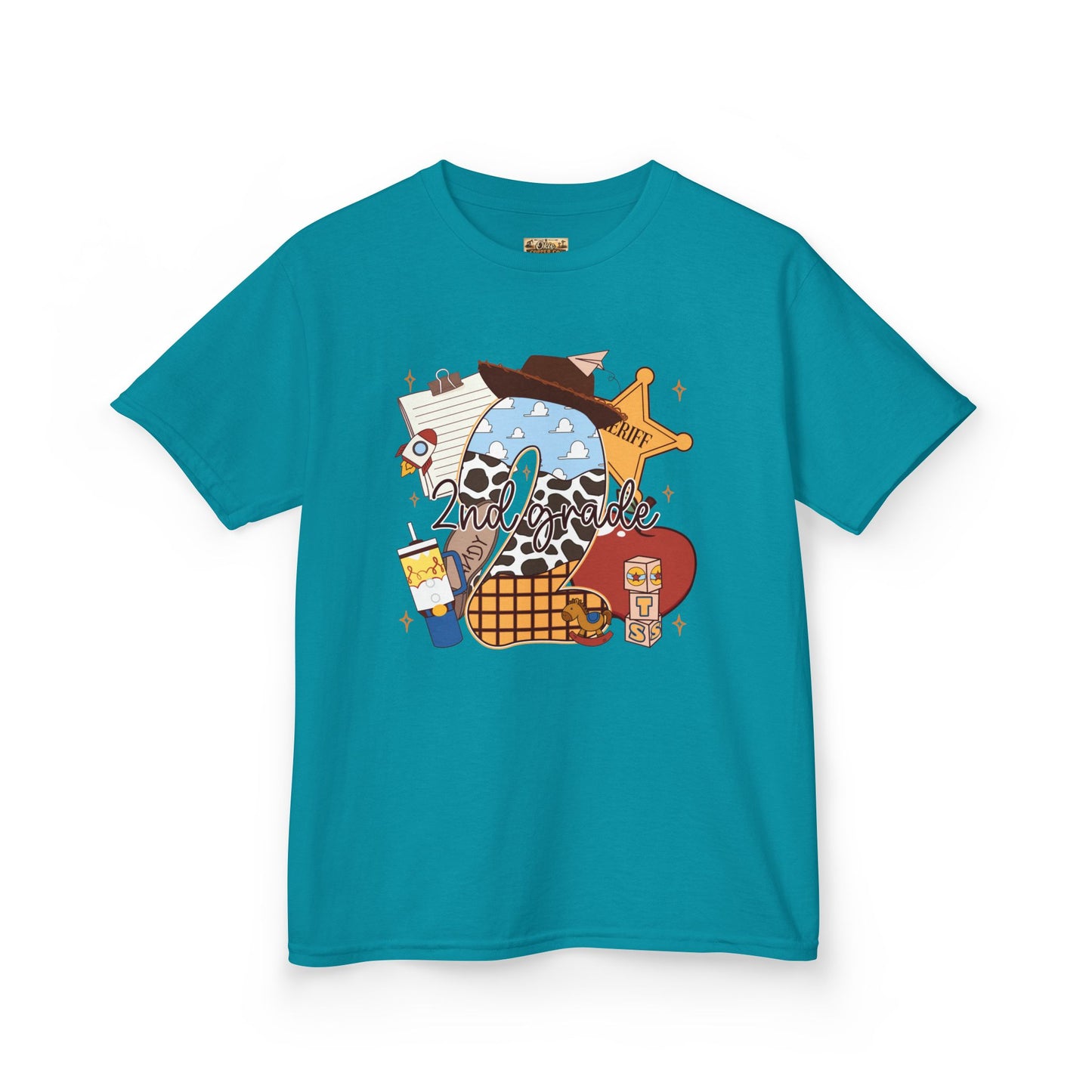 Kids Graphic Tee — Cute Western Sheriff Skull Cowboy Design