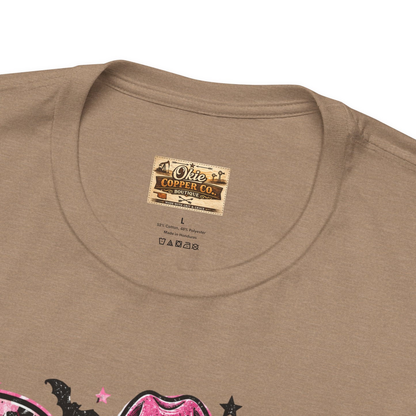 Boo Pink Leopard Ghost Tee — Cute Cowgirl Halloween T-Shirt