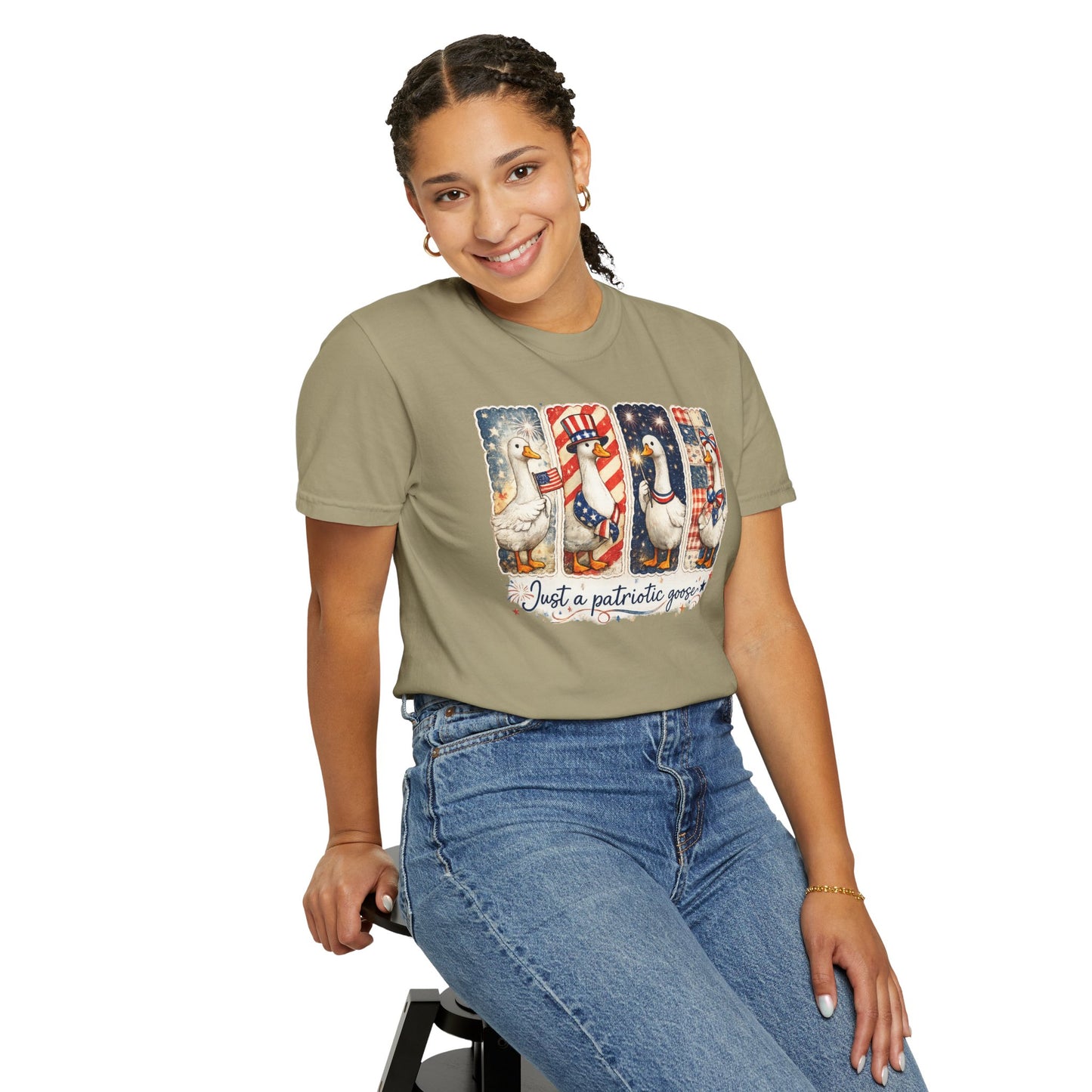Patriotic Goose T-Shirt — "Just a patriotic goose" Americana Tee