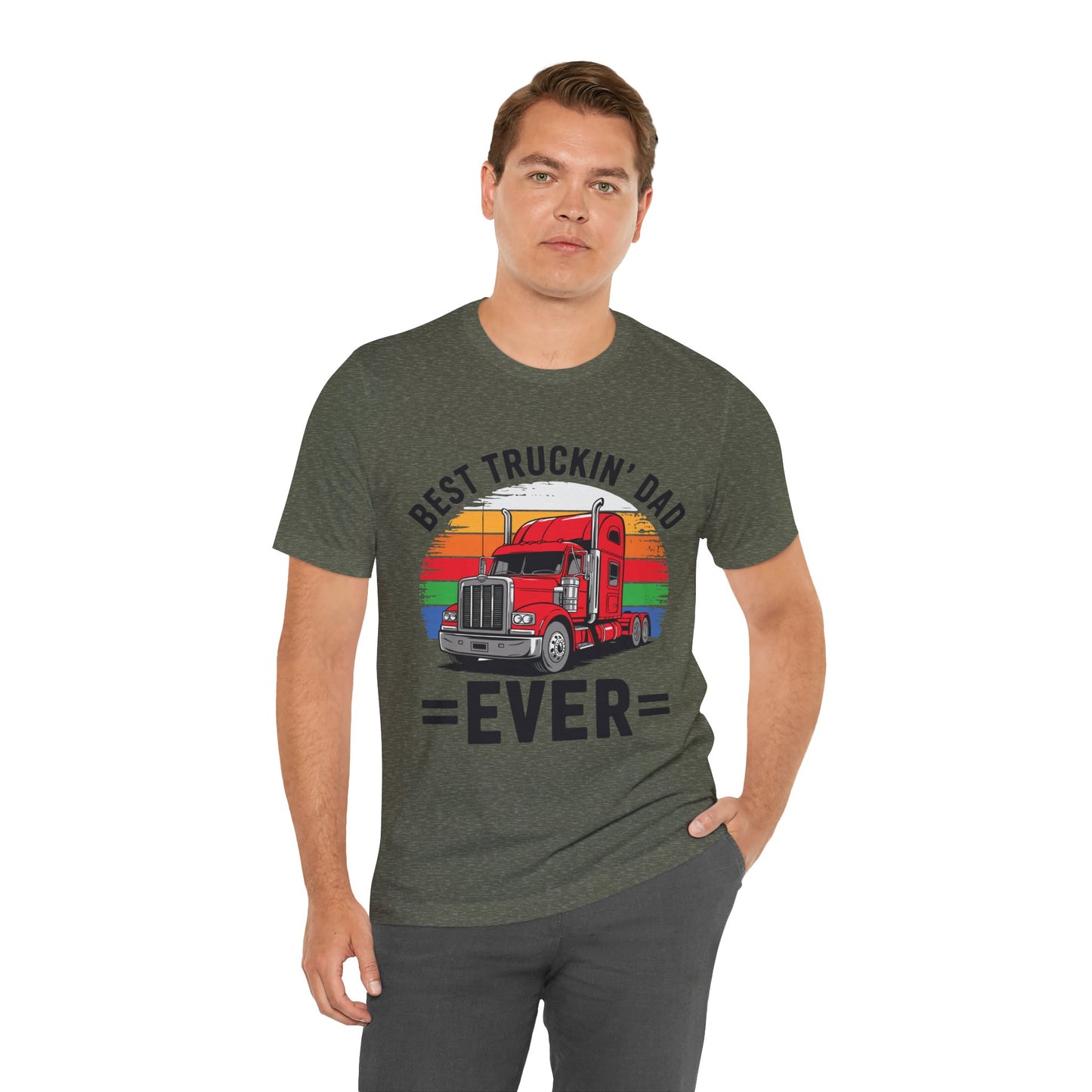 Best Truckin' Dad Ever T-Shirt — Vintage Semi Truck Father's Day Tee