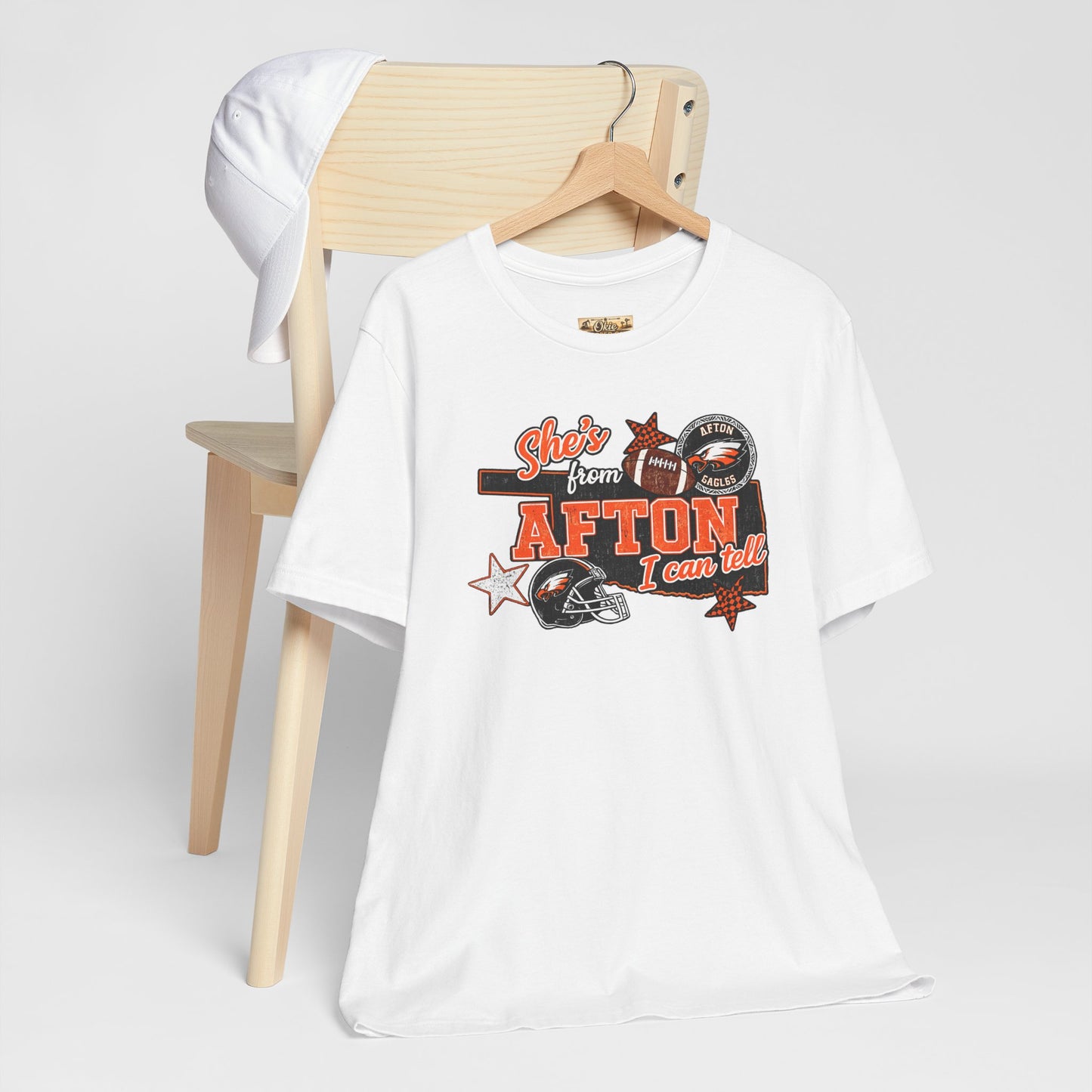 Afton Football Town Retro Graphic Tee — "Shes from Afton I can too"