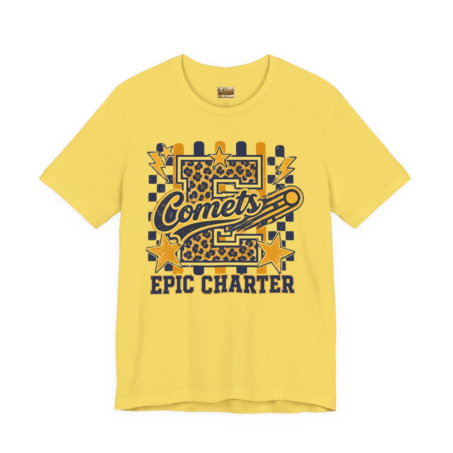 Comets Epic Charter Baseball T-Shirt — Leopard Letter Sports Tee