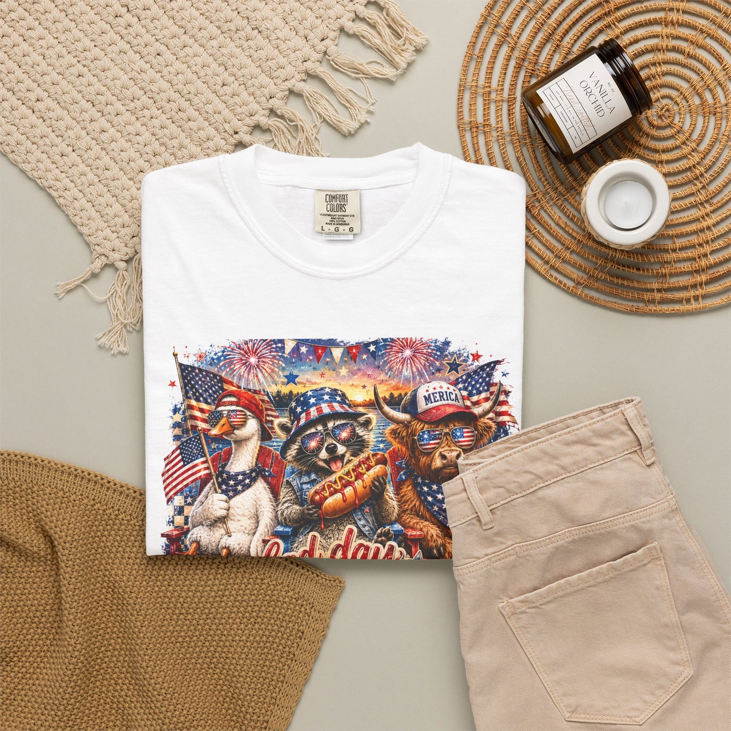Patriotic 'Born to Be a Hot Dog' Graphic T-Shirt