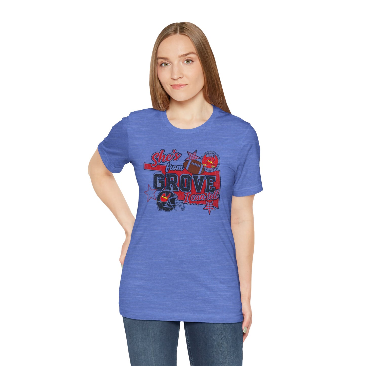 She's From Grove I Can Tell T-Shirt — Grove Football Fan Tee