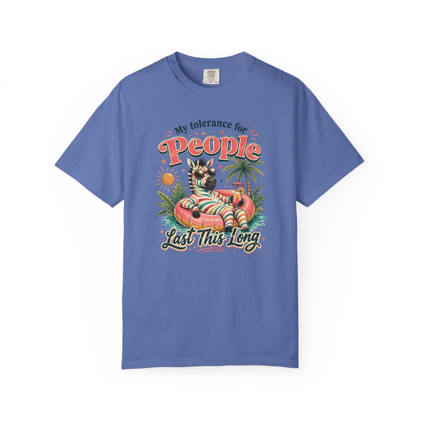 "My Tolerance for People Lasts This Long" Retro Cat Pool Float Graphic Tee