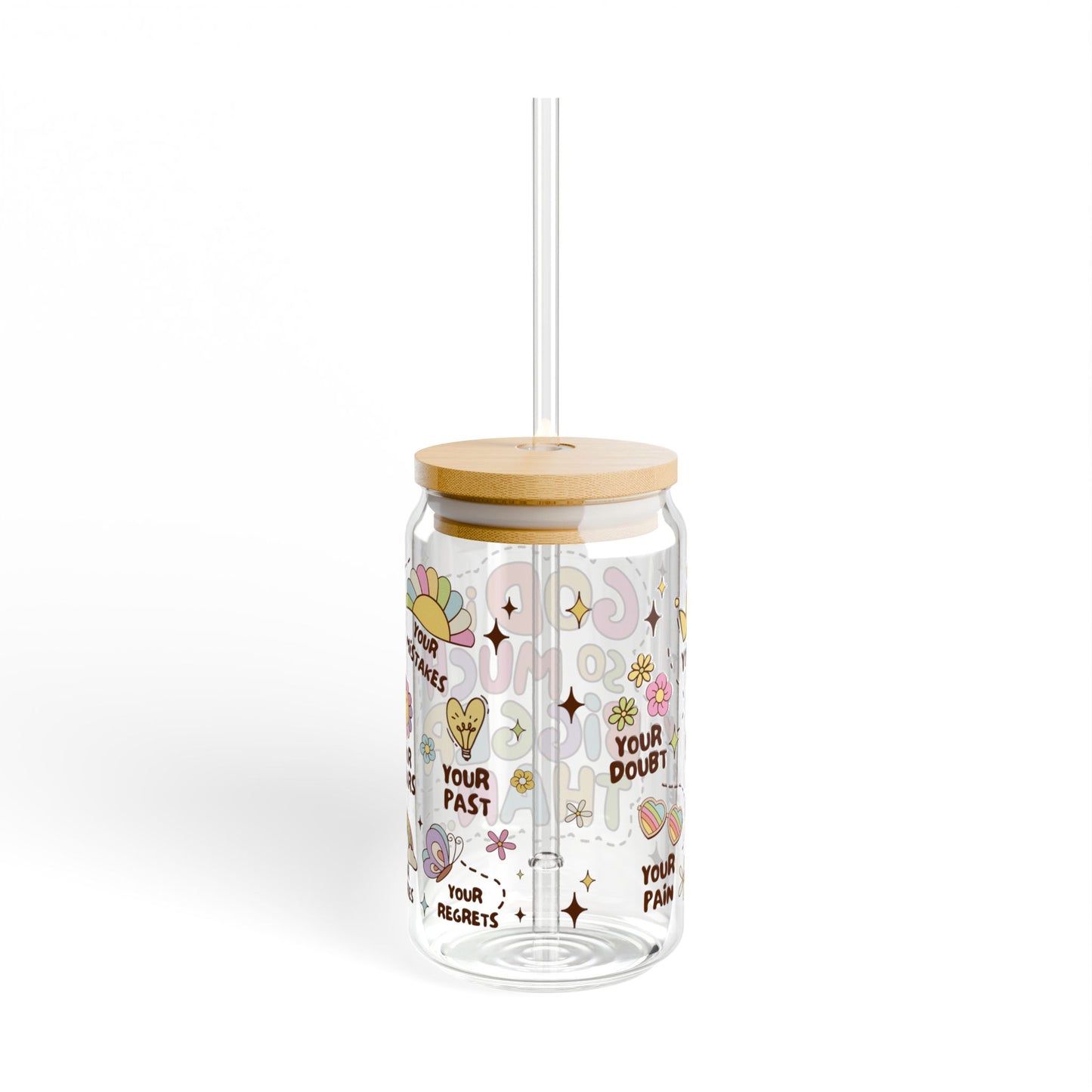 16oz Sipper Glass – "God Is So Much Bigger Than" Inspirational Religious Tumbler