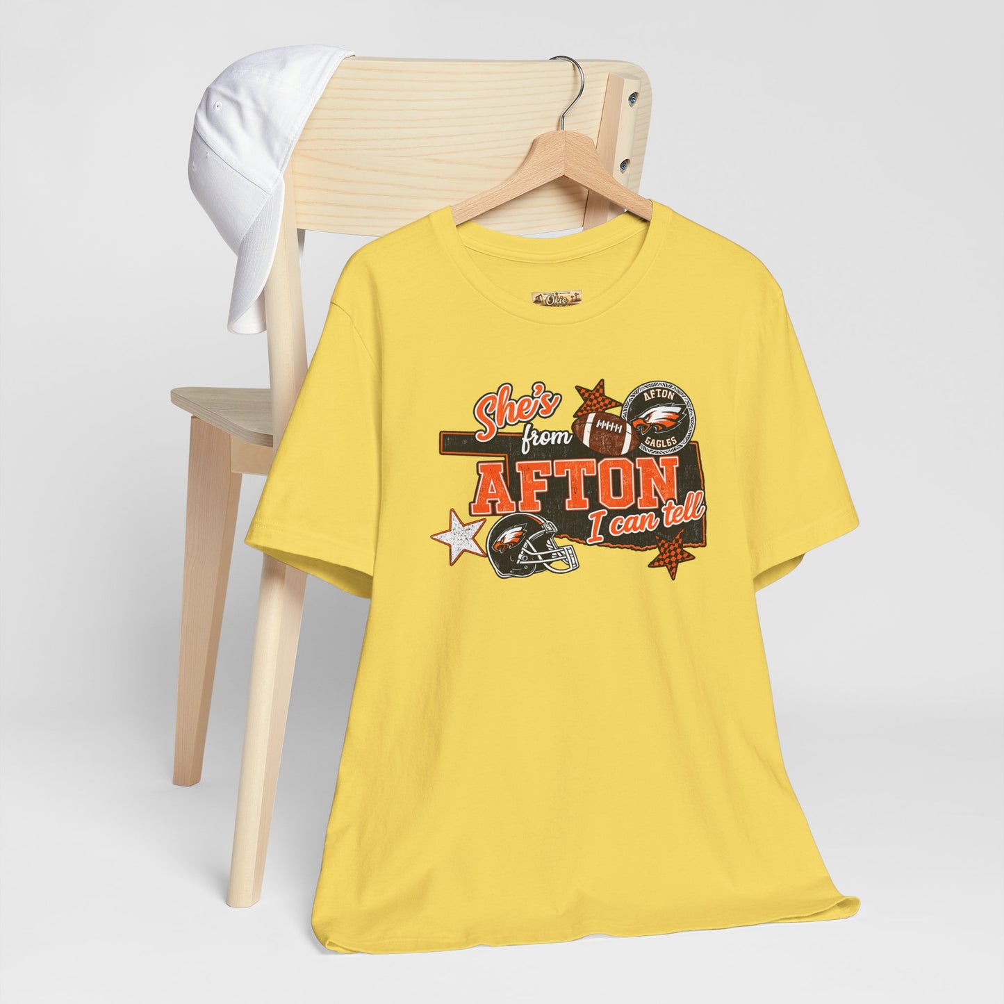 Afton Football Town Retro Graphic Tee — "Shes from Afton I can too"