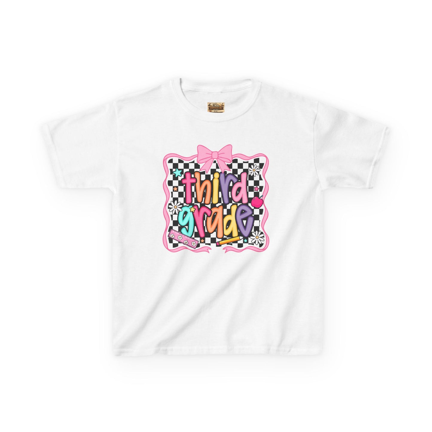 Third Grade Kids T-Shirt — Colorful Back-to-School Tee with Bow