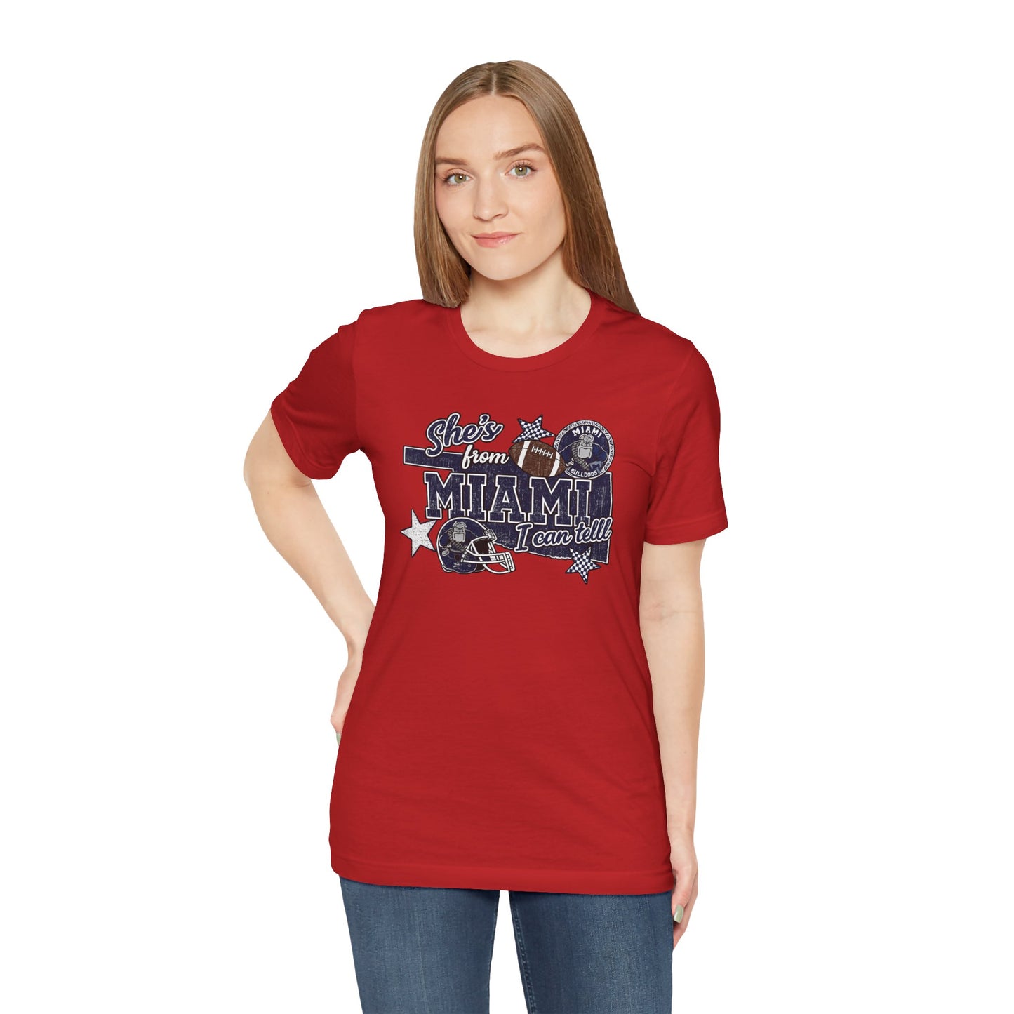 She's From Miami Graphic Tee — Retro Football Fan Shirt