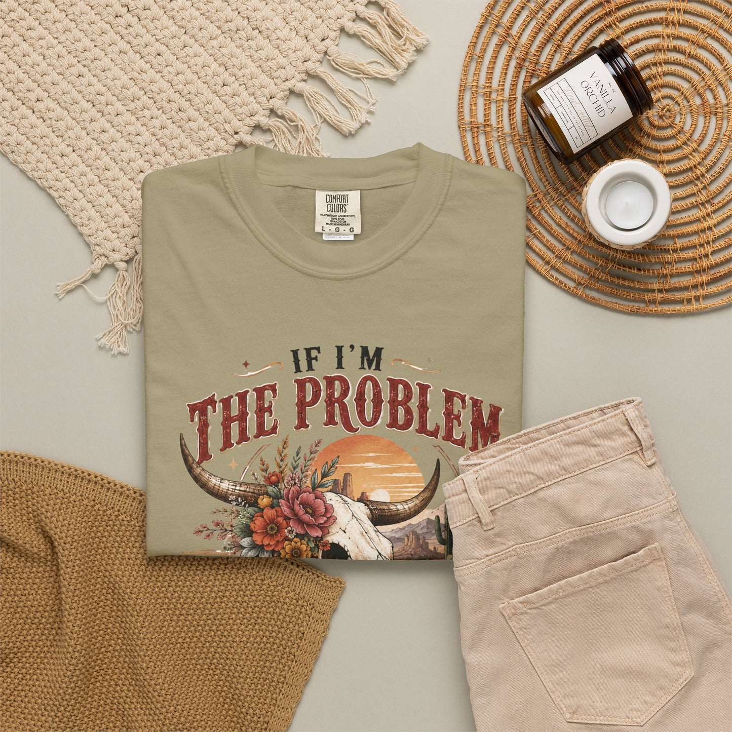 “If I’m the Problem, Then You Might Be the Reason” Western Skull Tee