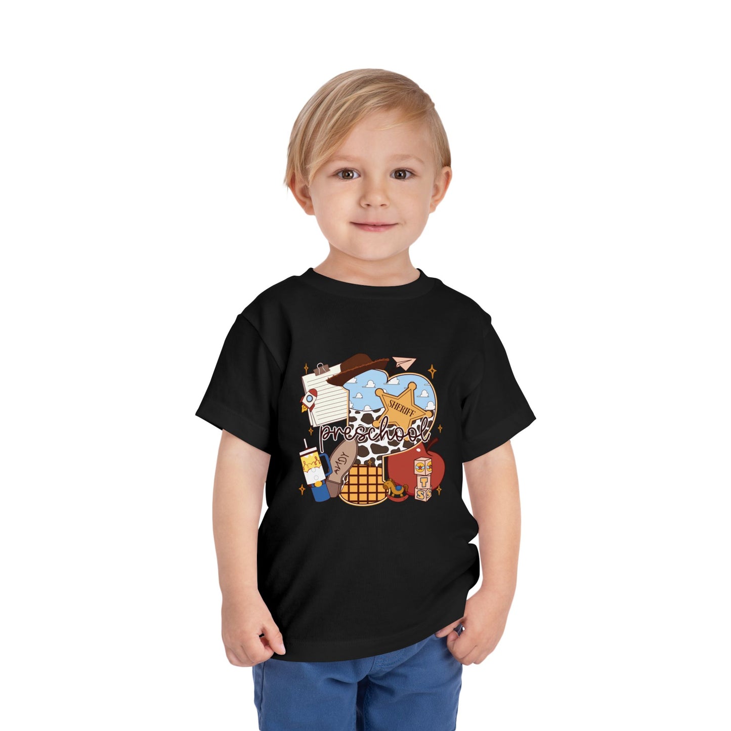 Preschool Adventures Toddler Tee – Cute School Bus, Star & Backpack Graphic Shirt