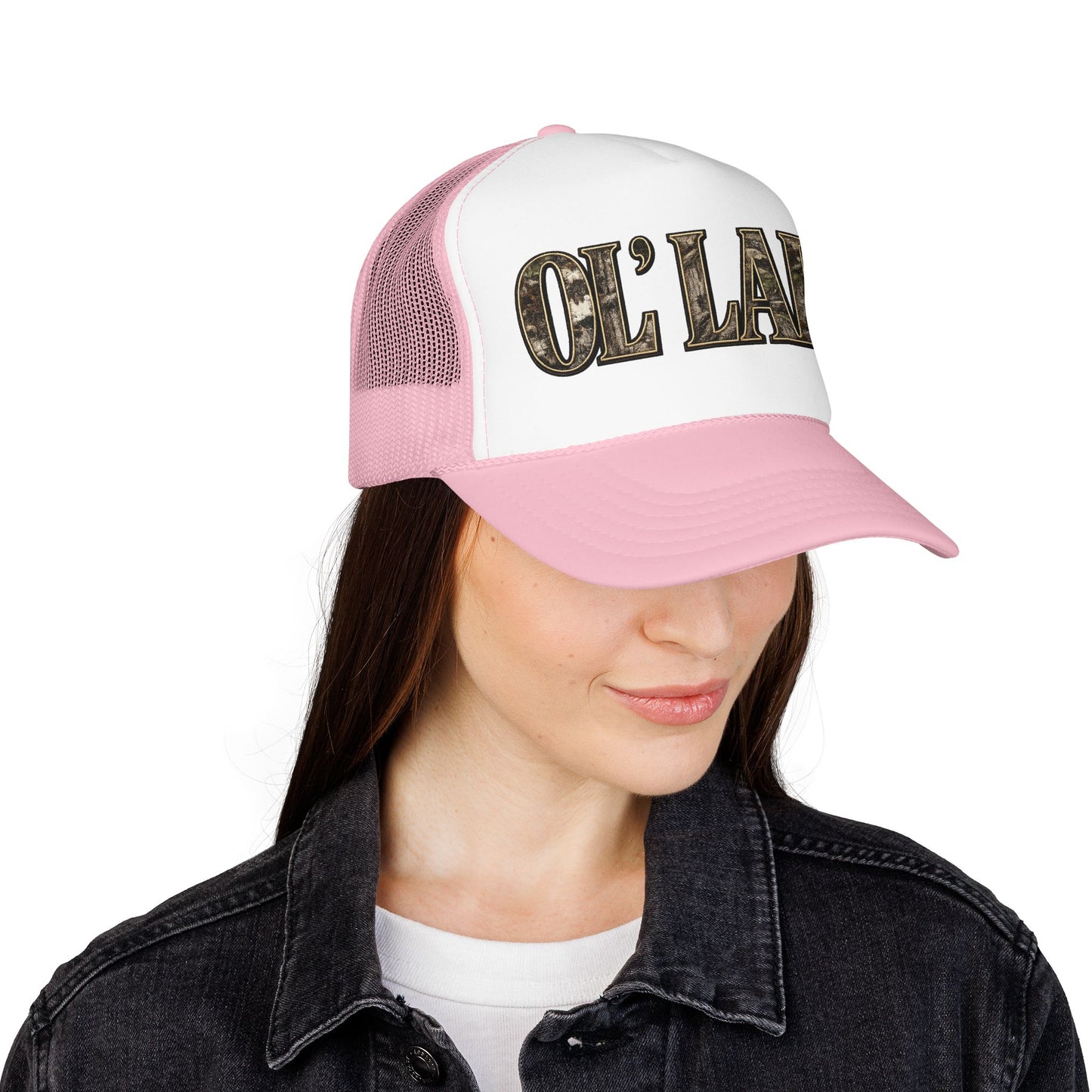 Ol' Lady Trucker Hat — Vintage Rustic Foam Cap for Country Style