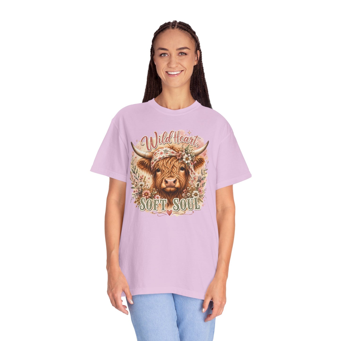 T-Shirt — “Wild Heart, Soft Soul” Highland Cow Graphic Tee