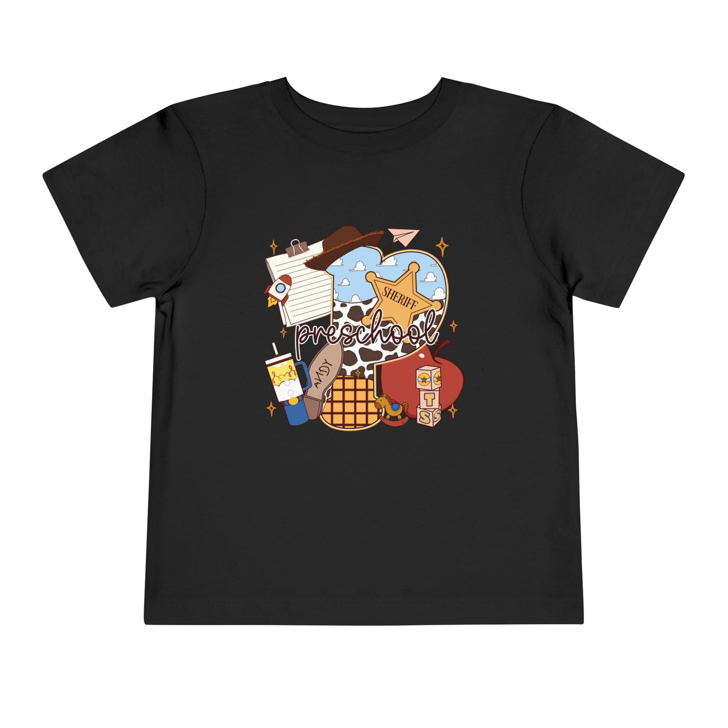 Preschool Adventures Toddler Tee – Cute School Bus, Star & Backpack Graphic Shirt