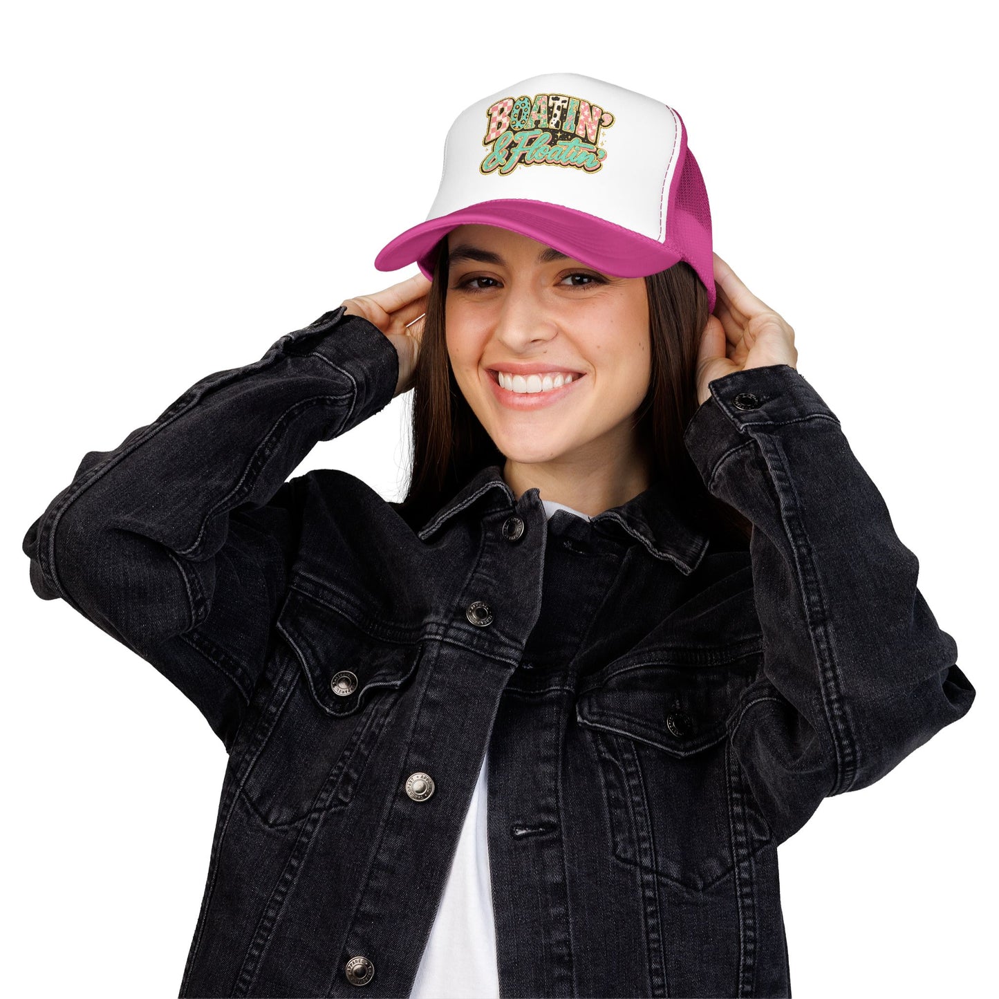 Boatin' & Floatin' Trucker Hat — Retro Floral Pool/Beach Foam Cap