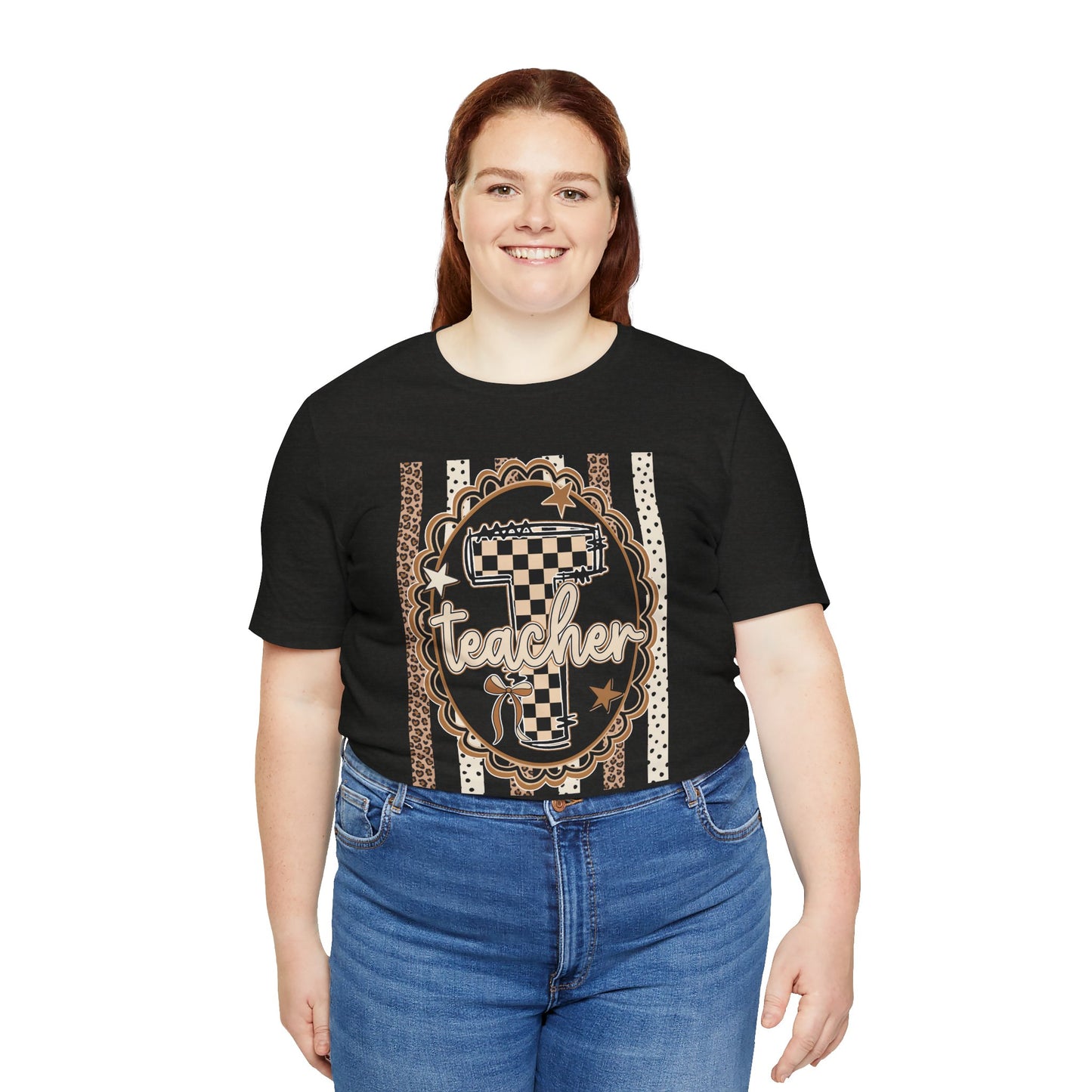 Teacher Monogram Tee — Number 1 Checkered Design