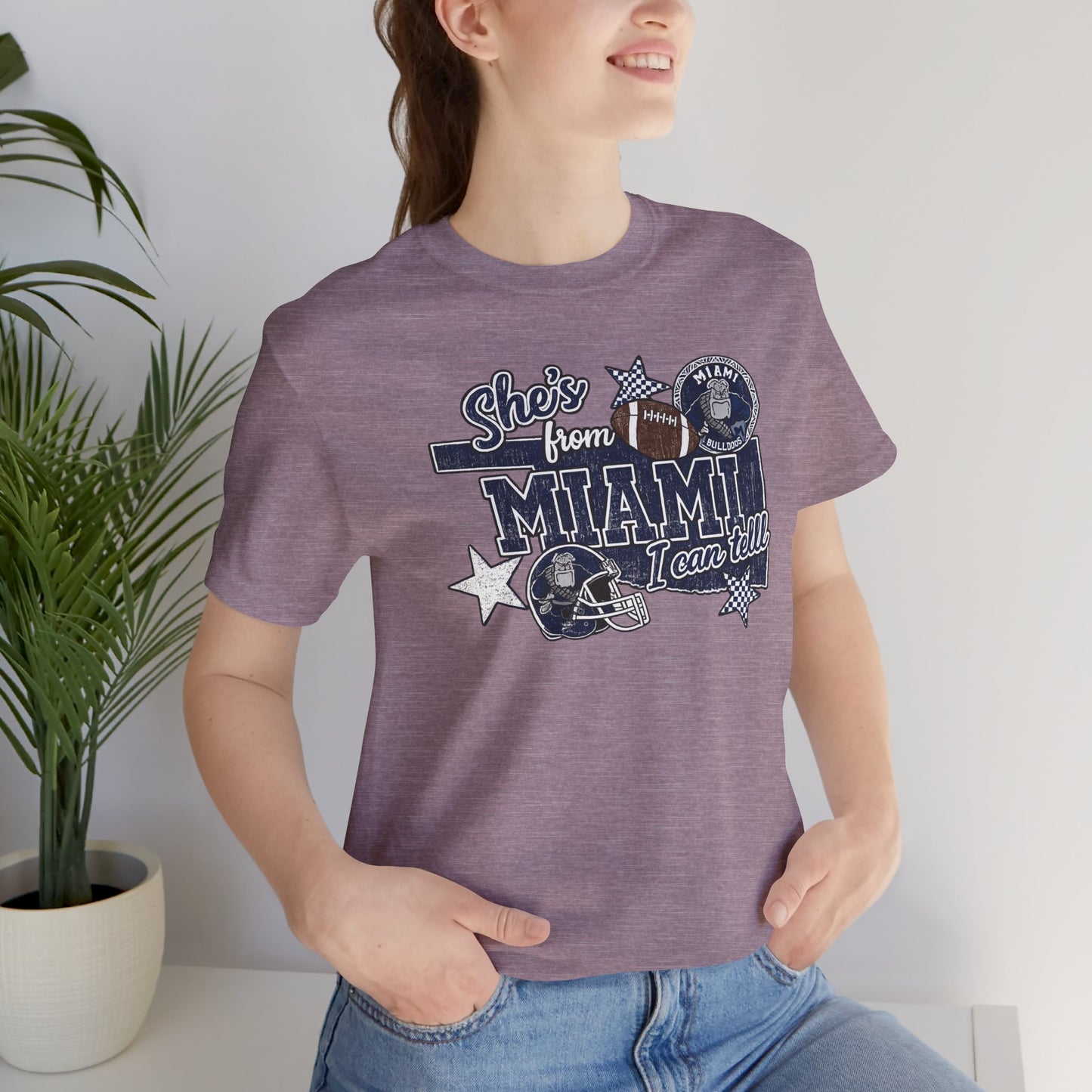 She's From Miami Graphic Tee — Retro Football Fan Shirt