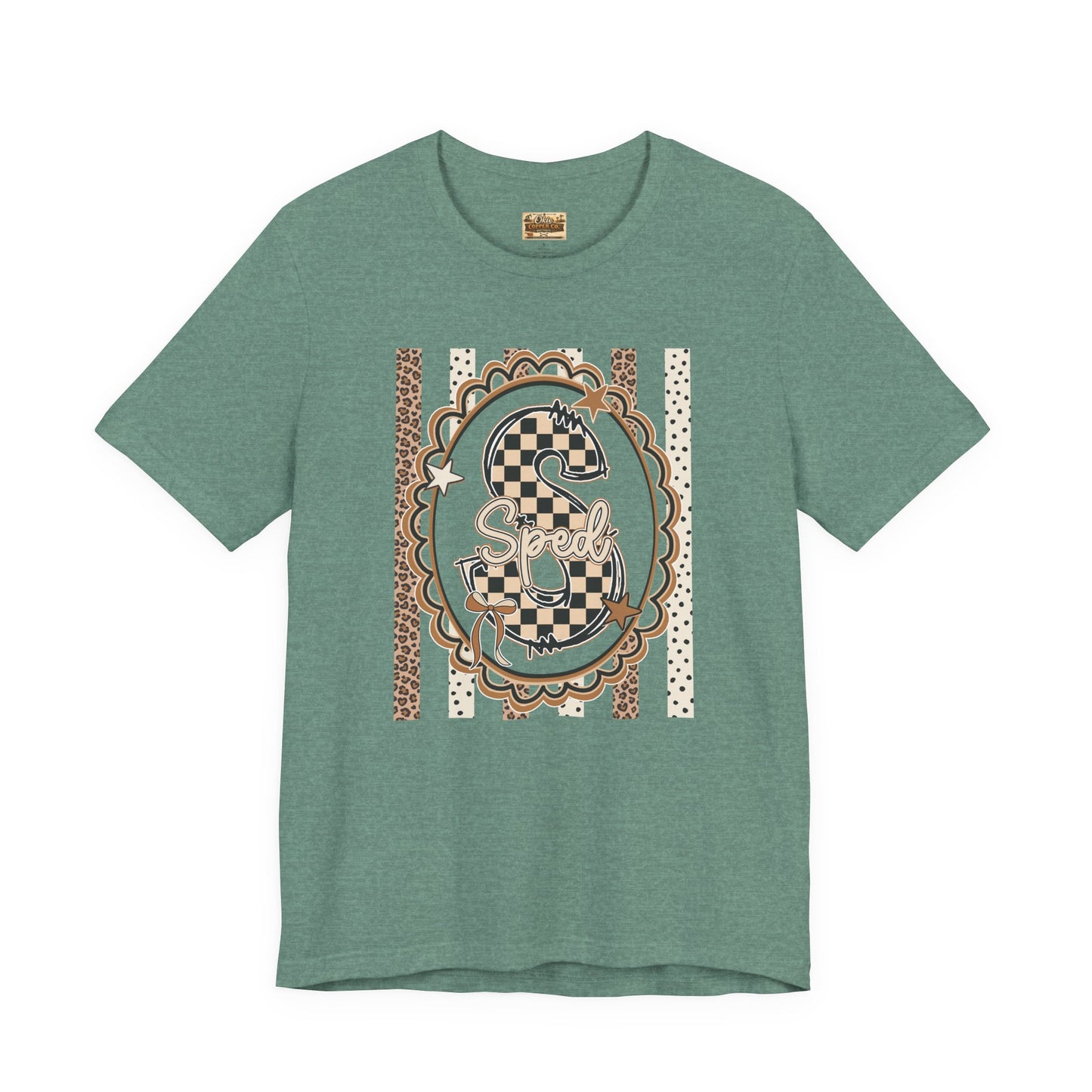 Sped S Monogram Tee — Checkerboard Leopard Graphic T-Shirt