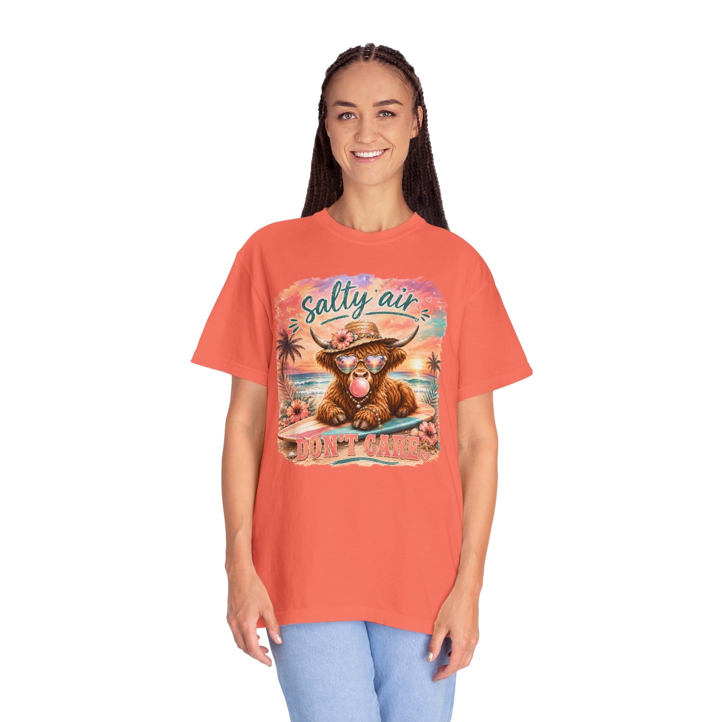 Salty Air "Don't Care" Beach Cow Graphic T-Shirt
