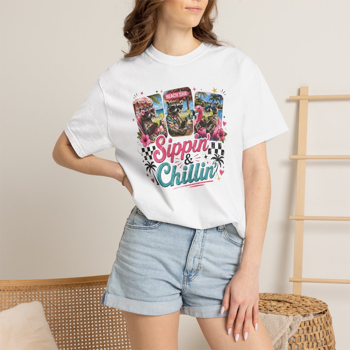 Sippin' & Chillin' T-Shirt — Retro Tropical Drink Graphic Tee