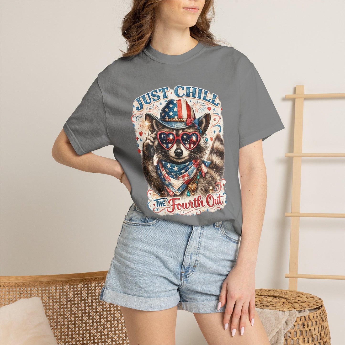 Fourth of July Raccoon T-Shirt — "Just Chill The Fourth Out" Patriotic Tee