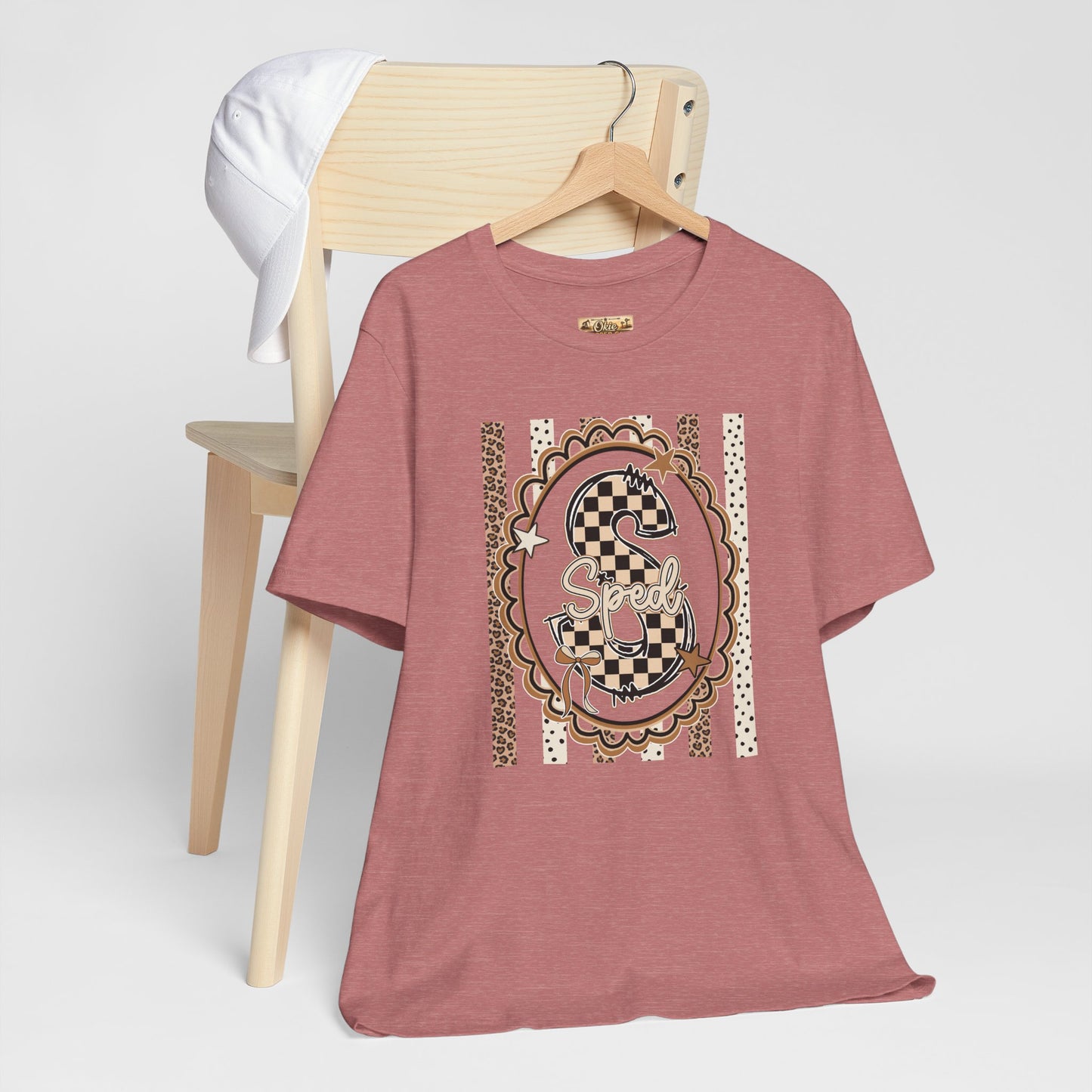 Sped S Monogram Tee — Checkerboard Leopard Graphic T-Shirt