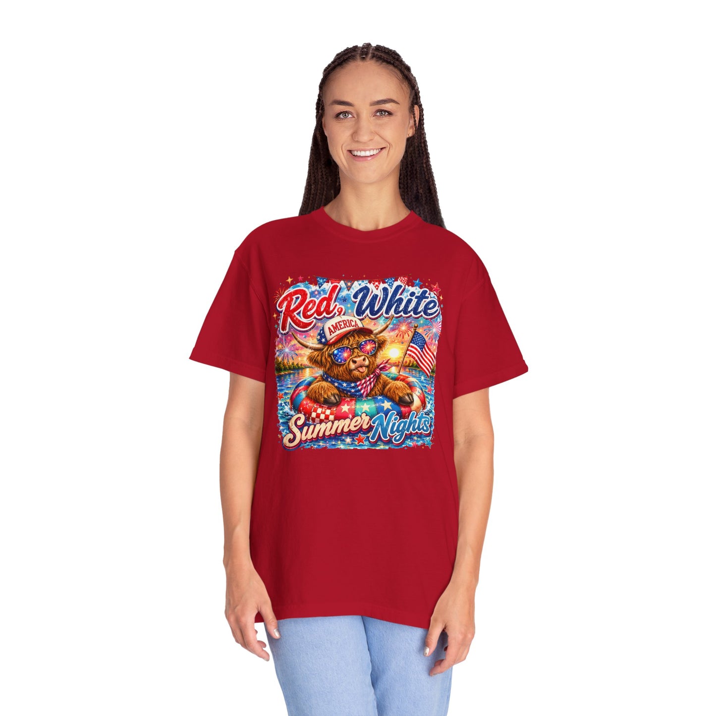 Red, White & Summer Nights T-Shirt — Patriotic Fourth of July Bear Graphic Tee